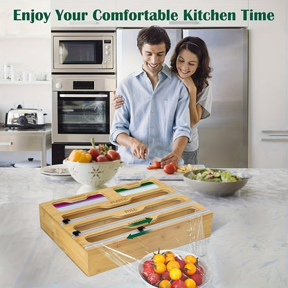 Multi-Purpose Kitchen Storage Rack – 5-in-1 Plastic Wrap, Foil & Bag Organizer for Drawers & Cabinets