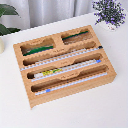 Multi-Purpose Kitchen Storage Rack – 5-in-1 Plastic Wrap, Foil & Bag Organizer for Drawers & Cabinets