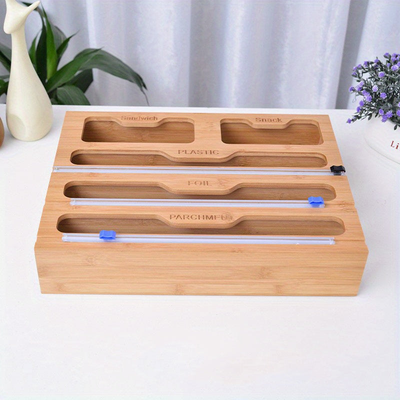 Multi-Purpose Kitchen Storage Rack – 5-in-1 Plastic Wrap, Foil & Bag Organizer for Drawers & Cabinets