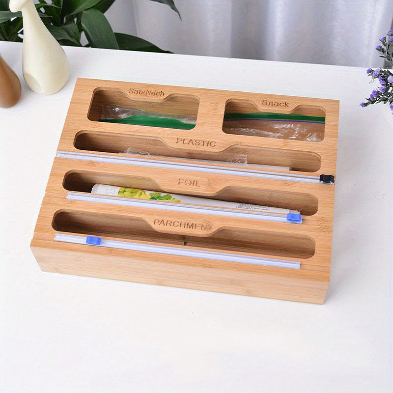 Multi-Purpose Kitchen Storage Rack – 5-in-1 Plastic Wrap, Foil & Bag Organizer for Drawers & Cabinets