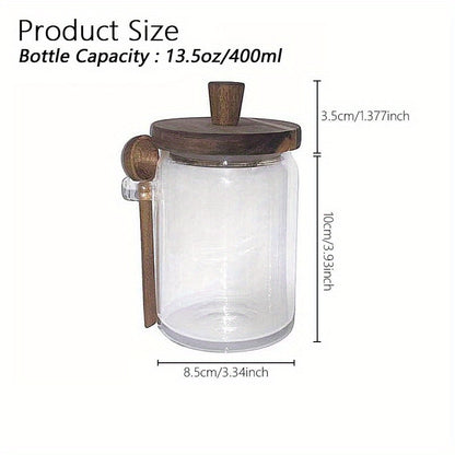 1pc Premium Glass Jar Set – Clear Canisters with Air-Tight Wooden Lids & Scoop for Kitchen Storage