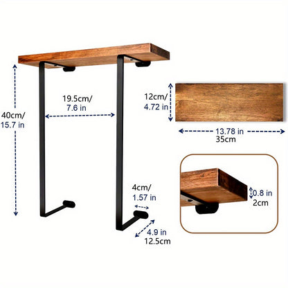 Wall-Mounted Wooden Bathroom Storage Rack with Double Rods – Space-Saving Towel Holder for Small Bathrooms