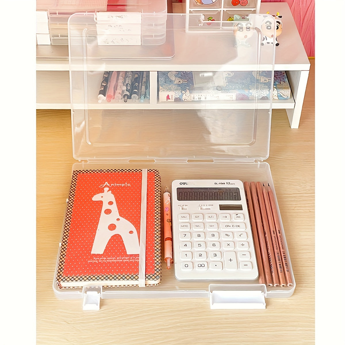 3pcs Clear Plastic Storage Boxes – Rectangular File Organizers for Home, School & Office