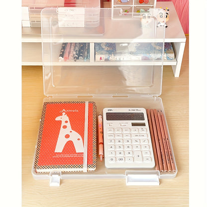 3pcs Clear Plastic Storage Boxes – Rectangular File Organizers for Home, School & Office
