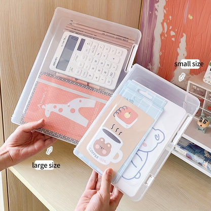3pcs Clear Plastic Storage Boxes – Rectangular File Organizers for Home, School & Office