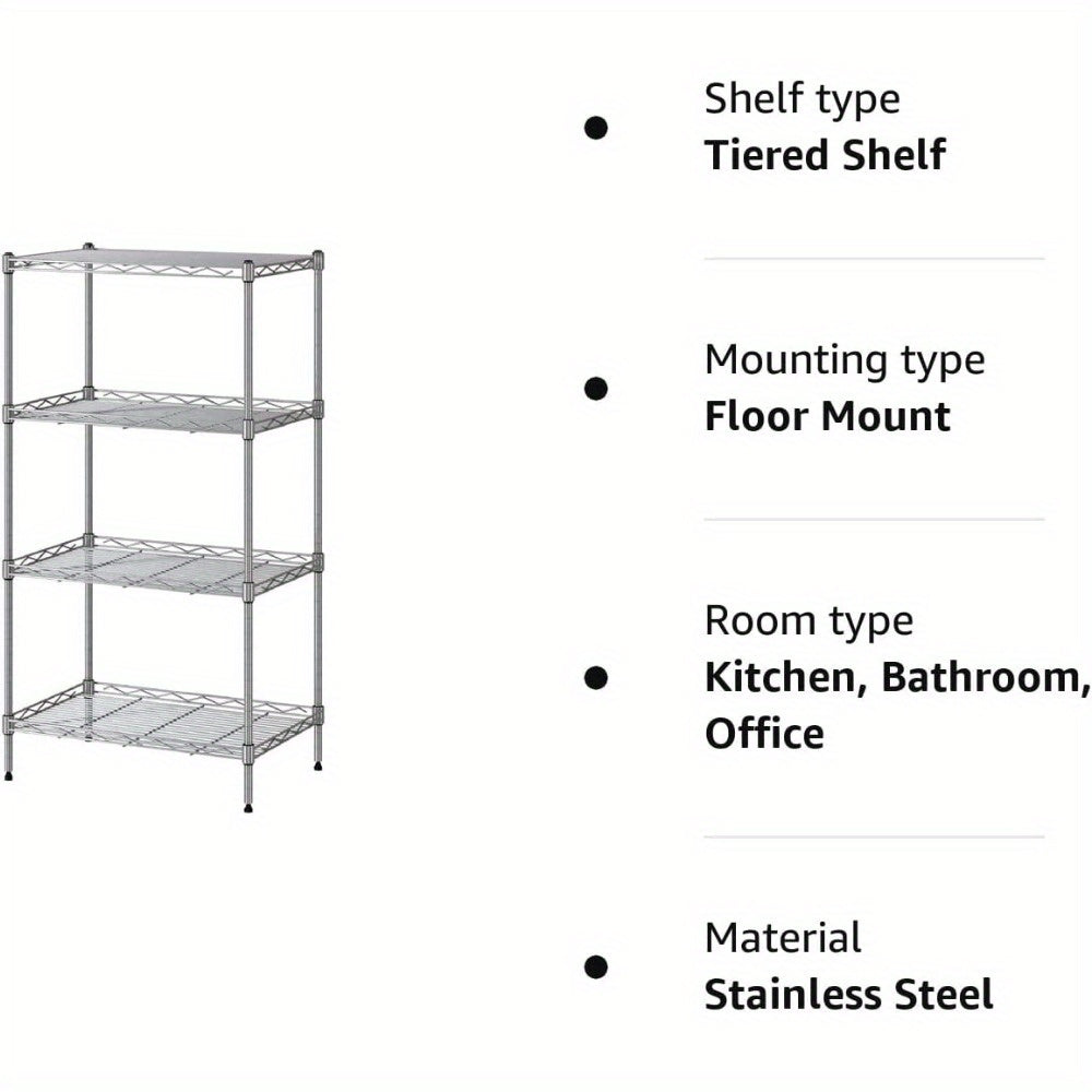 4-Shelf  Heavy Duty Metal Storage Shelving Units 120x56x35cm