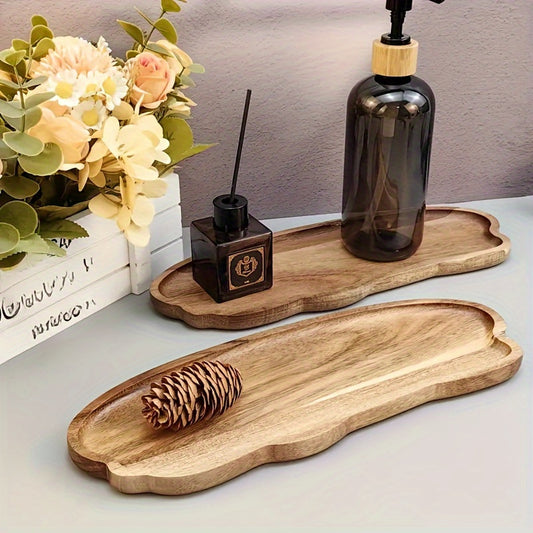 Versatile Acacia Wood Serving Tray – Elegant Tray for Salads, Tea, Tabletop Decor & Storage