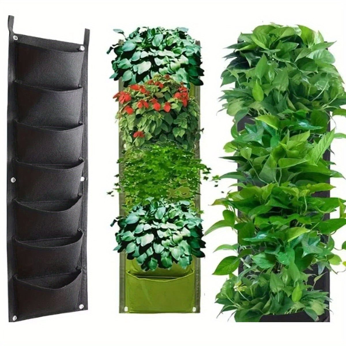 Vertical Wall Hanging Grow Planting Bags 7 Pockets