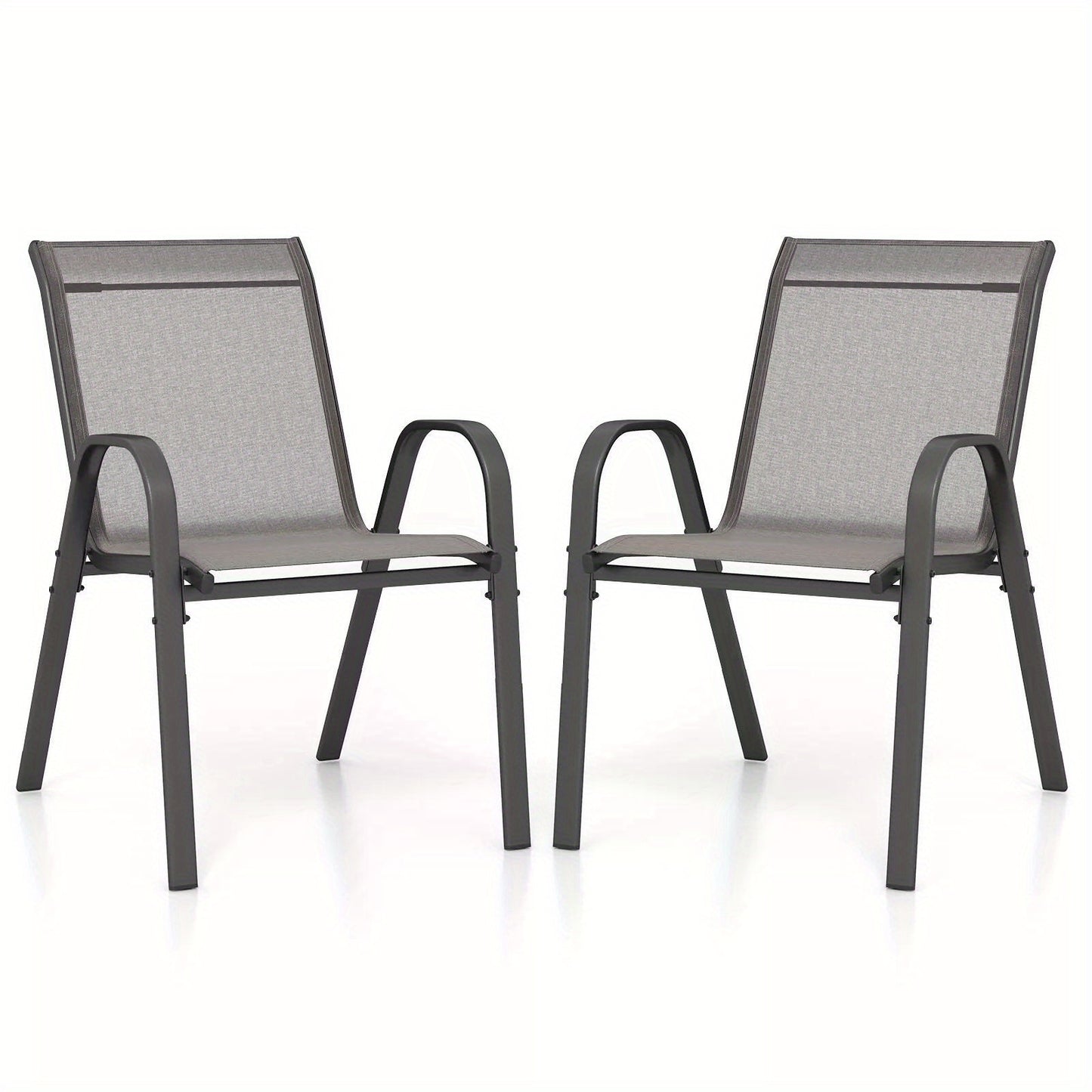 Set of 2 Patio Chairs Outdoor Garden Stackable Metal Dining Armchair