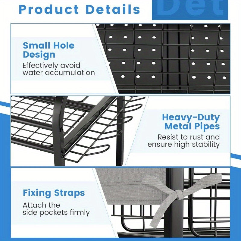 Mobile heavy duty Garden Tool Tower, 3 Tier Garage Storage Rack Cart with Lockable Wheels