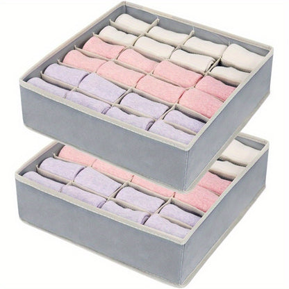 Collapsible 24-Grid Sock & Underwear Drawer Organizer – Space-Saving Foldable Storage Box for Socks, Ties, Belts & Accessories