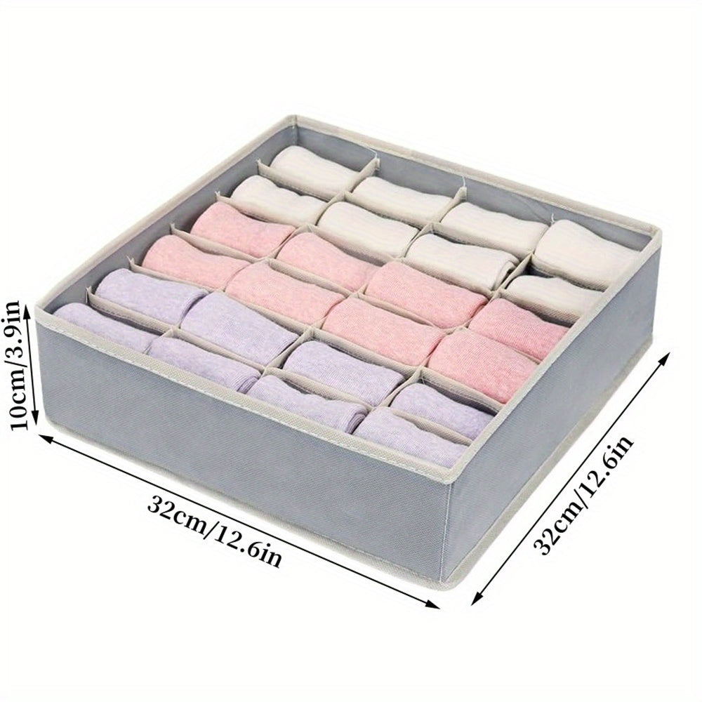 Collapsible 24-Grid Sock & Underwear Drawer Organizer – Space-Saving Foldable Storage Box for Socks, Ties, Belts & Accessories