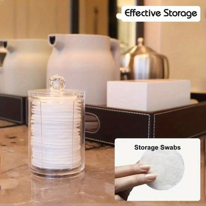 Clear Acrylic Makeup Organizer – 1/2/3pcs Cosmetic Storage Box with Swab Holder & Makeup Pads Jar for Home Organization