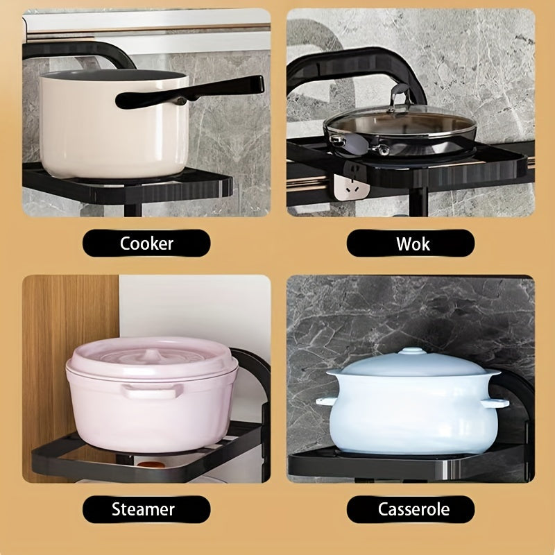 Height Adjustable 3-4 Tier Stainless Steel Pot Rack – Under-Sink and Cabinet Kitchen Storage