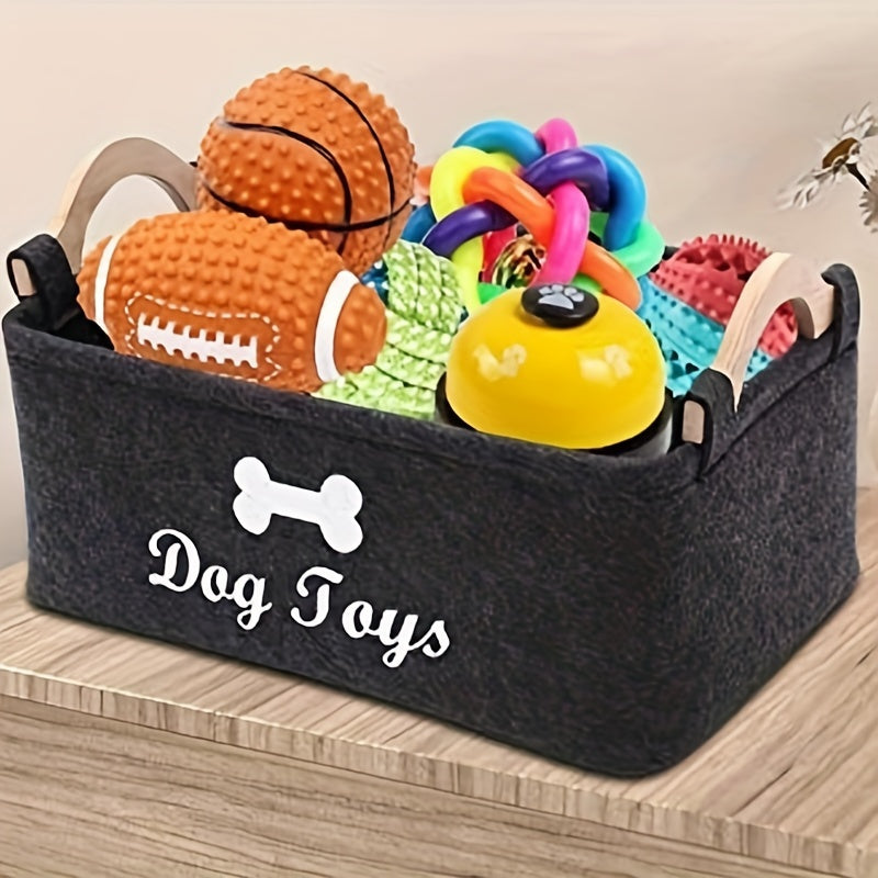 Cozy Felt Pet Toy Storage Box – Organize Toys, Blankets, Leashes & Food