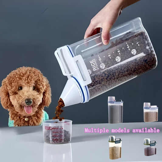 1.5kg/2kg Food Storage Container with Measuring Cup – Moisture-Proof Plastic Jar