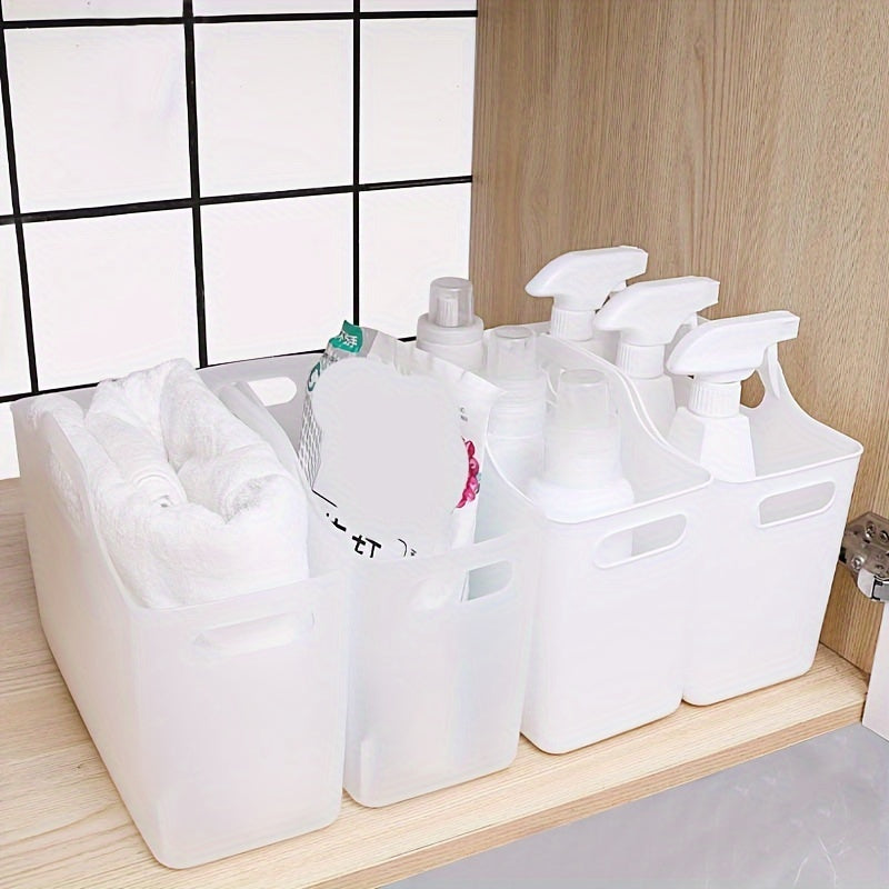 4pcs Cleaning Supplies Storage Baskets – Under Sink & Plastic Organizer for Home, Kitchen, Bathroom & Office