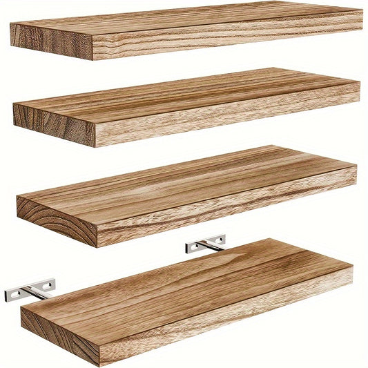 4-Piece Floating Wall Shelf – White, Black, or Wood Storage Rack for Home, Bathroom, Kitchen, Living Room, and Office