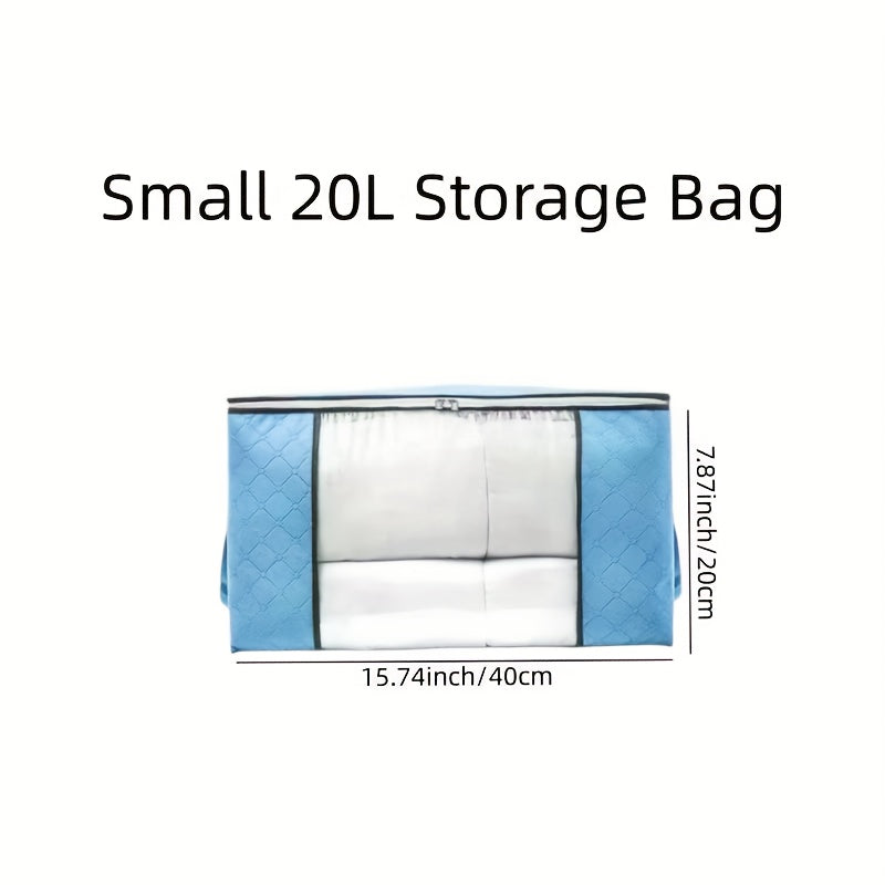 Large Clothes Storage Bag – Non-Woven Fabric Organizer with Clear Window & Zipper for Blankets, Comforters & Seasonal Clothing