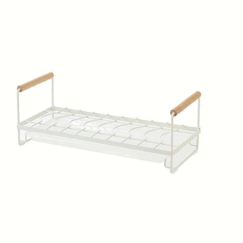 Space-Saving Dish Storage Rack with Chopsticks & Bowl Holder – Compact Kitchen Dish Drain Rack with Drain Board