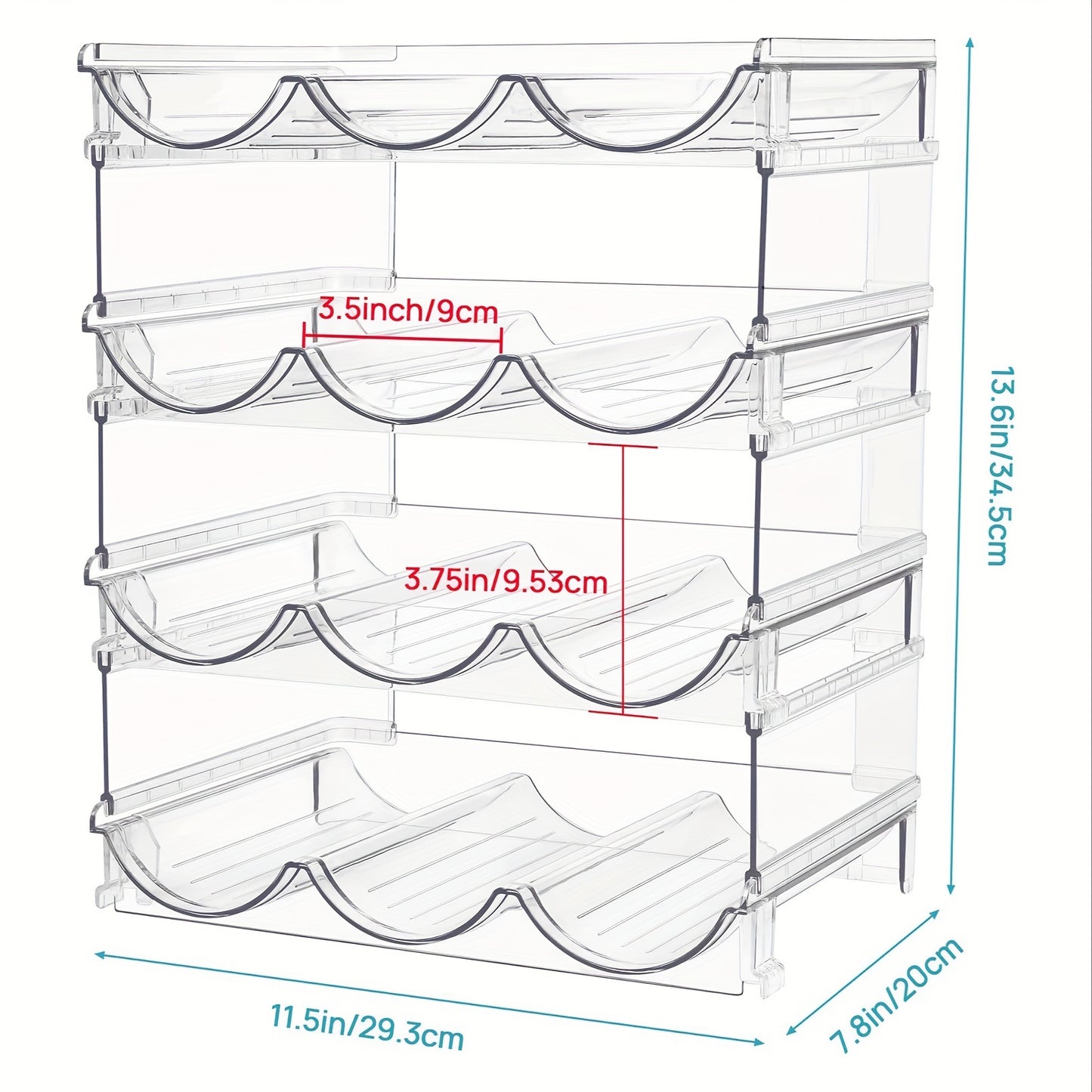 2/3/4-Piece Stackable Water Bottle Organizer – Plastic Fridge and Pantry Storage Rack for Bottles, Wine, and Travel Mugs
