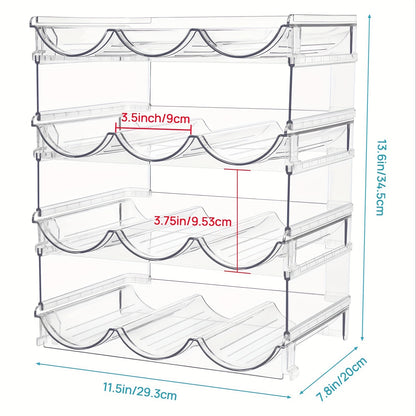 2/3/4-Piece Stackable Water Bottle Organizer – Plastic Fridge and Pantry Storage Rack for Bottles, Wine, and Travel Mugs