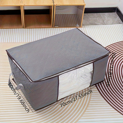 Large Clothes Storage Bag – Non-Woven Fabric Organizer with Clear Window & Zipper for Blankets, Comforters & Seasonal Clothing