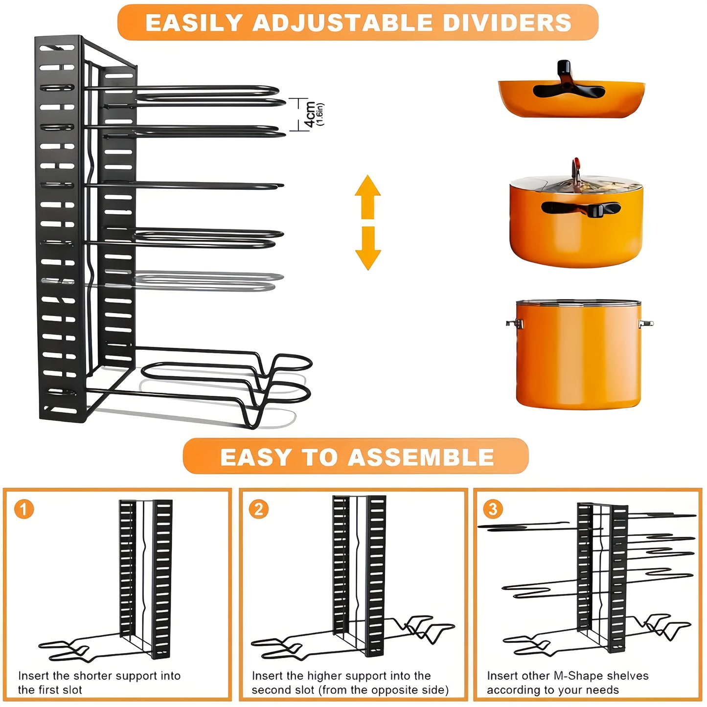 8-Tier Heavy-Duty Iron Pot Rack Organizer – Rust-Resistant Floor Standing Metal Pot & Pan Storage