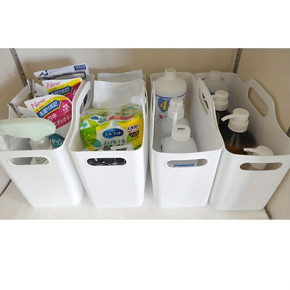 4pcs Cleaning Supplies Storage Baskets – Under Sink & Plastic Organizer for Home, Kitchen, Bathroom & Office