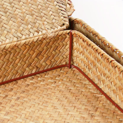 2pcs Boho Seagrass Wicker Storage Bins with Lids – Natural Multipurpose Organizer Boxes for Shelf & Home Storage
