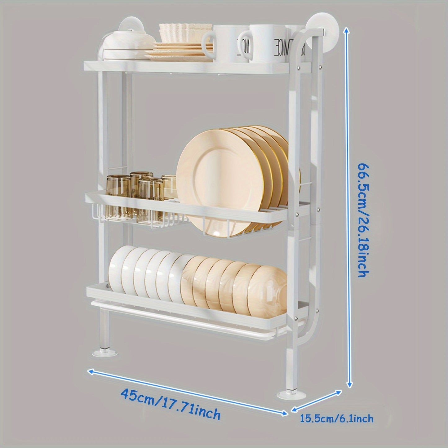 3-Tier Slim line Kitchen Dish Rack with Drip Tray – Multifunctional Storage Organizer