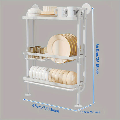 3-Tier Slim line Kitchen Dish Rack with Drip Tray – Multifunctional Storage Organizer