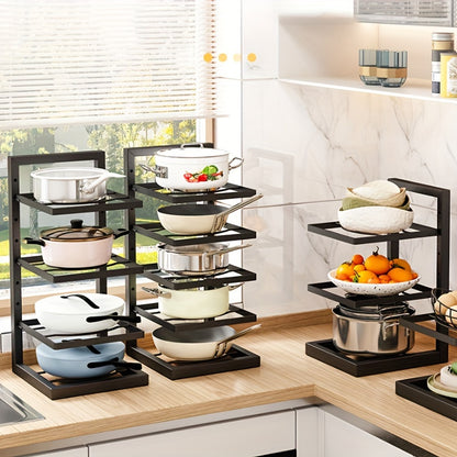 Height Adjustable 3-4 Tier Stainless Steel Pot Rack – Under-Sink and Cabinet Kitchen Storage