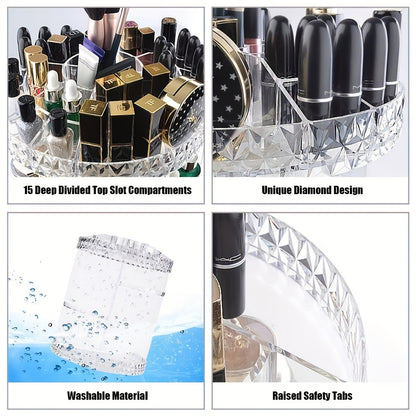 360° Rotating Cosmetic Display Case – Adjustable Makeup Organizer for Vanity & Bathroom