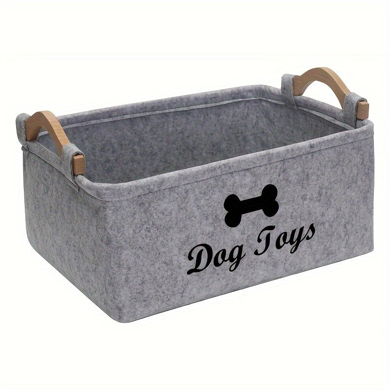 Cozy Felt Pet Toy Storage Box – Organize Toys, Blankets, Leashes & Food