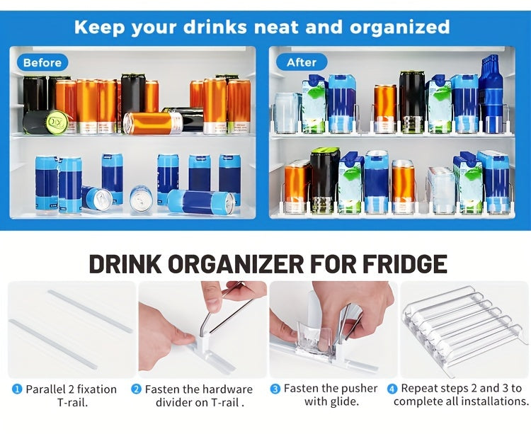 3/4/5-Piece Beverage Pusher Drink Dispenser – Refrigerator Bottle and Can Storage Box