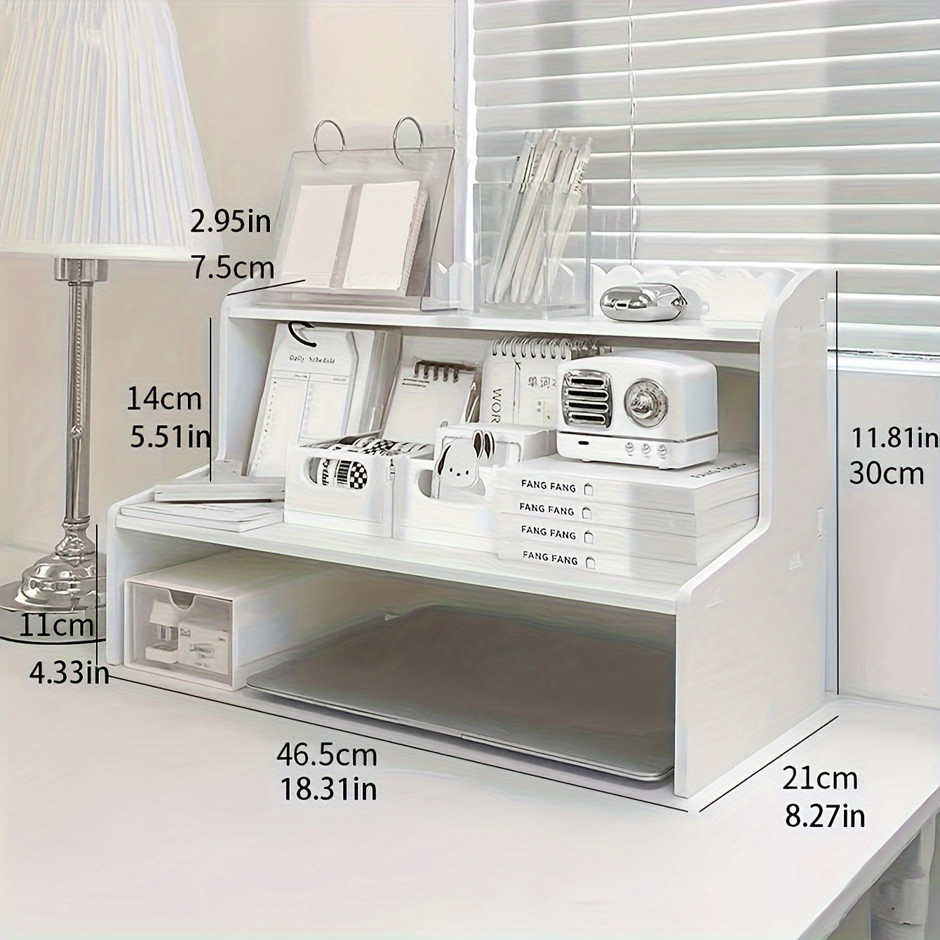 Wooden Desktop Storage Rack – White Cosmetics and Student Desk Organizer