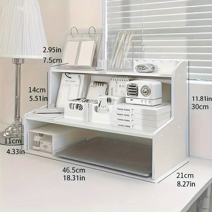 Wooden Desktop Storage Rack – White Cosmetics and Student Desk Organizer