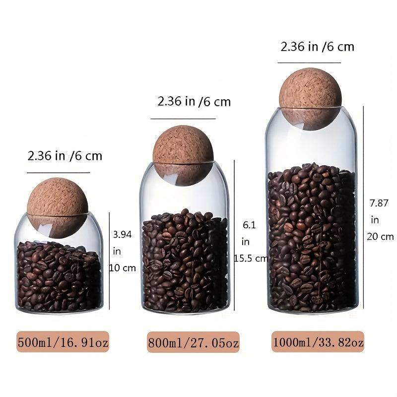 3 Piece Glass Snack Storage Jars with Lids and Spoons – Large Capacity Transparent Containers