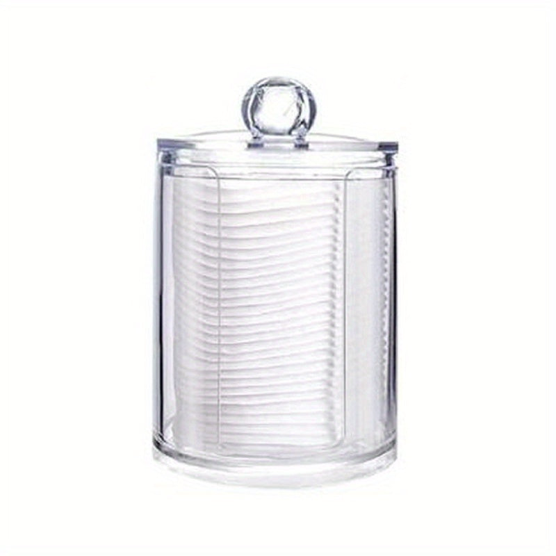 Clear Acrylic Makeup Organizer – 1/2/3pcs Cosmetic Storage Box with Swab Holder & Makeup Pads Jar for Home Organization
