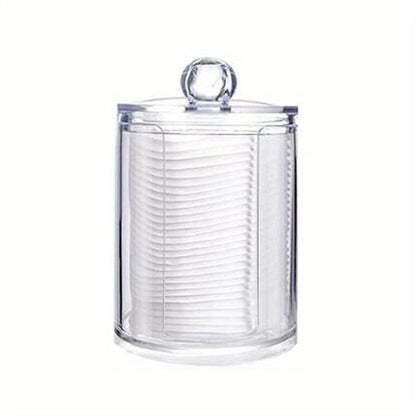 Clear Acrylic Makeup Organizer – 1/2/3pcs Cosmetic Storage Box with Swab Holder & Makeup Pads Jar for Home Organization