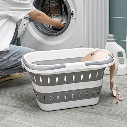 Space-Saving Collapsible Laundry Basket – Foldable Plastic Storage Bin with Handles for Bathroom & Laundry Room