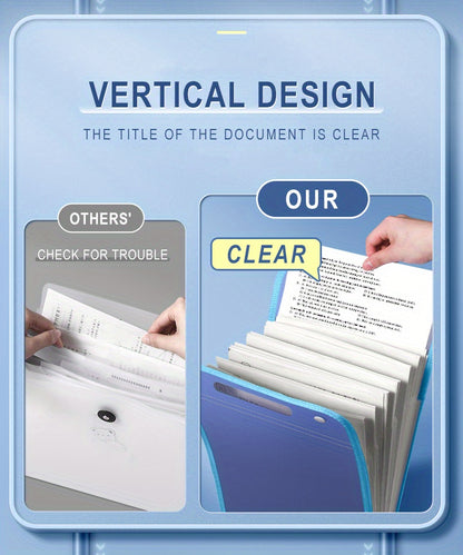 A4 Portable 13-Grid Expanding File Folder – Translucent Document Organizer Bag