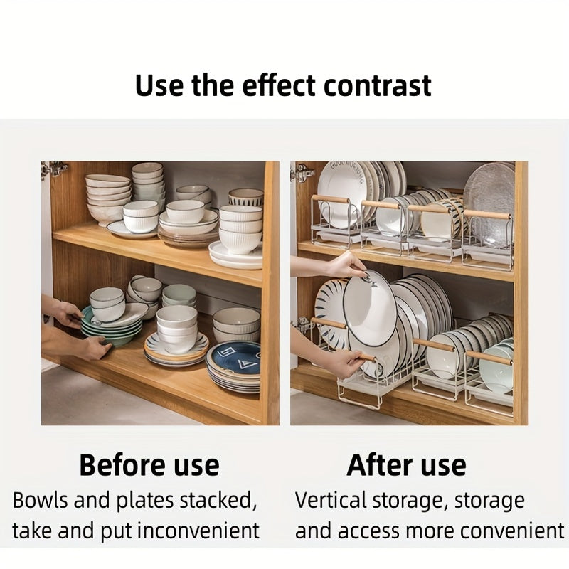 Space-Saving Dish Storage Rack with Chopsticks & Bowl Holder – Compact Kitchen Dish Drain Rack with Drain Board