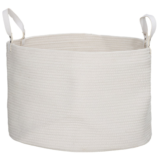 88L Cotton Rope Laundry Basket, with Handles- Cream White