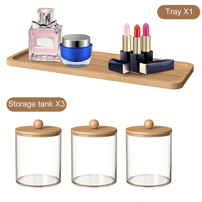 3pcs Premium Plastic Cotton Swab Holder Set – Compact Bathroom Storage Containers with Lids for Cotton Swabs, Balls, Pads, and Accessories