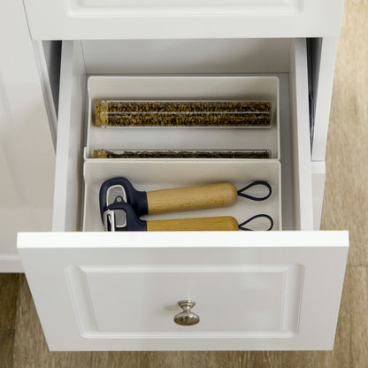Kitchen Island Cart with Drop-Leaf Countertop – Mobile Storage Cabinet with Drawers, Spice Rack & Towel Holder