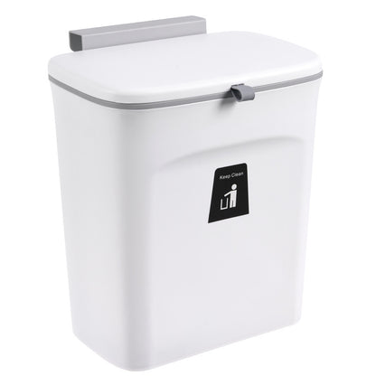 Under Cabinet Door Hanging Trash Can with Lid – No Drill Kitchen Waste Bin, Space-Saving Cabinet Organizer for Food Scraps & Utensils