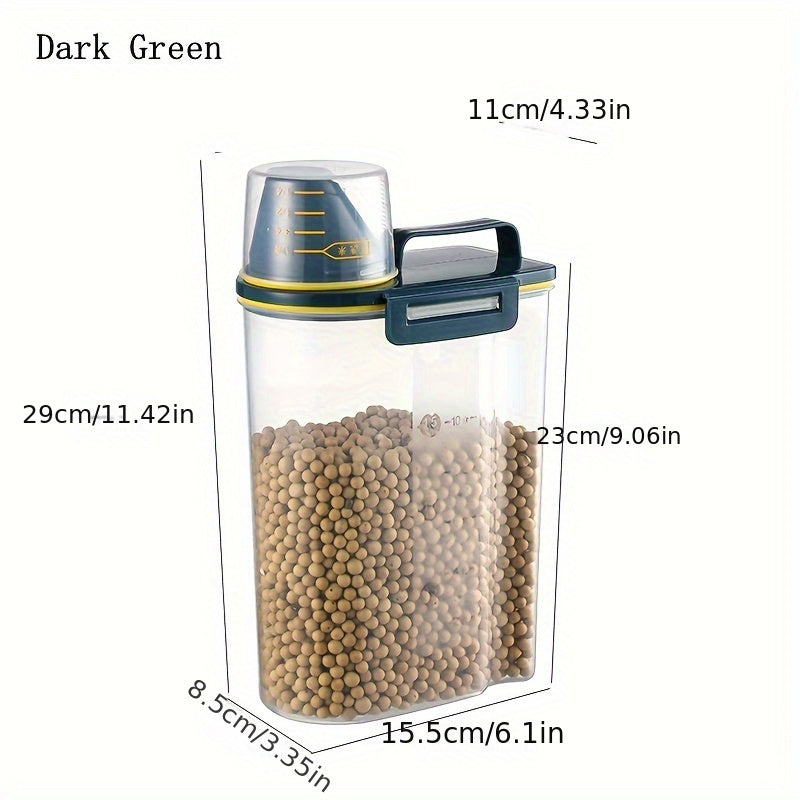 1.5kg/2kg Food Storage Container with Measuring Cup – Moisture-Proof Plastic Jar