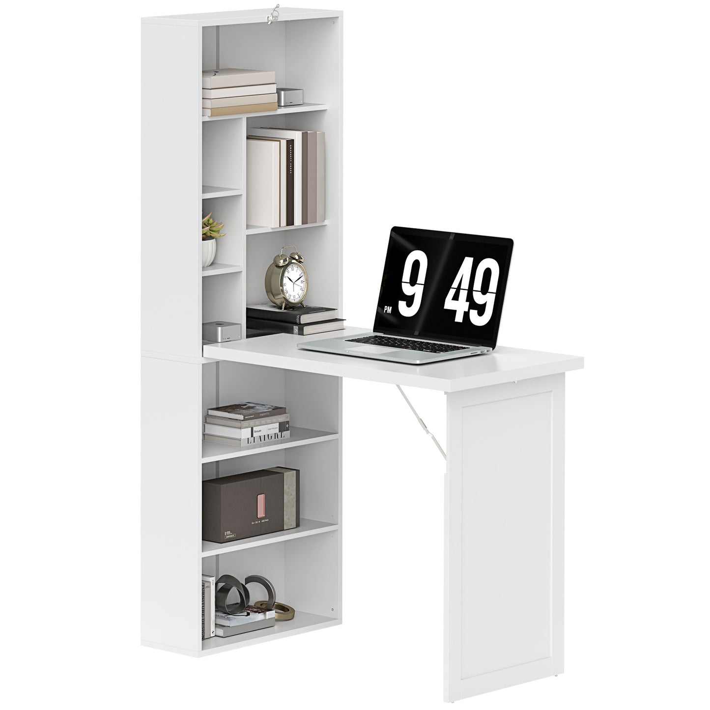 Three-Part Work Desk, with Storage and Writing Board- White